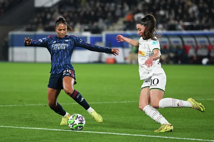 Framed Print : Oud-Heverlee Leuven v Arsenal FC - UEFA Women's Champions League 2025 / 26 League Phase MD6 Oud-Heverlee Leuven v Arsenal FC - UEFA Women's Champions League 2025 / 26 League