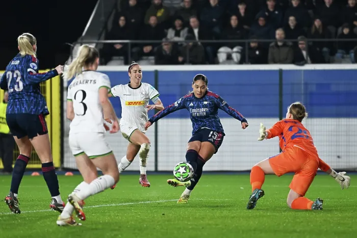 Framed Print : Oud-Heverlee Leuven v Arsenal FC - UEFA Women's Champions League 2025 / 26 League Phase MD6 Oud-Heverlee Leuven v Arsenal FC - UEFA Women's Champions League 2025 / 26 League