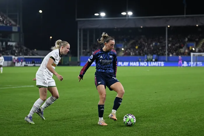Framed Print : Oud-Heverlee Leuven v Arsenal FC - UEFA Women's Champions League 2025 / 26 League Phase MD6 Oud-Heverlee Leuven v Arsenal FC - UEFA Women's Champions League 2025 / 26 League