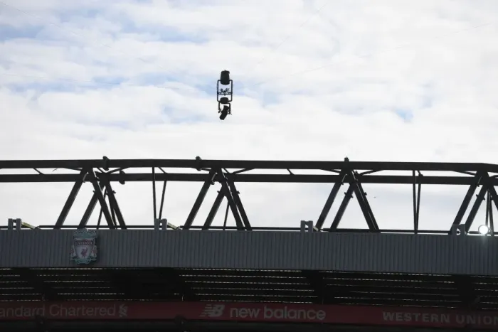 Framed Print : Overhead View: Liverpool vs. Arsenal - Premier League Clash at Anfield (2017-18)
