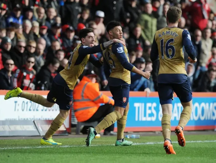 Framed Print : Oxlade-Chamberlain Braces: Arsenal's Win at Bournemouth, Premier League 2015-16