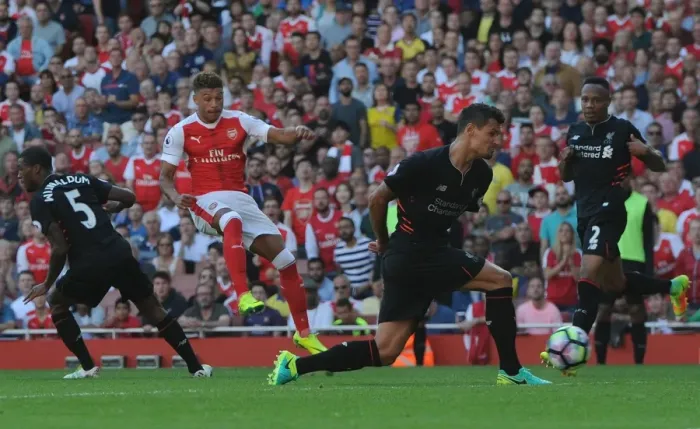 Framed Print : Oxlade-Chamberlain Scores the Thrilling Second Goal: Arsenal vs Liverpool (2016-17) Framed Print : Oxlade-Chamberlain Scores the Thrilling Second Goal: Arsenal vs Liverpool (2016-17)