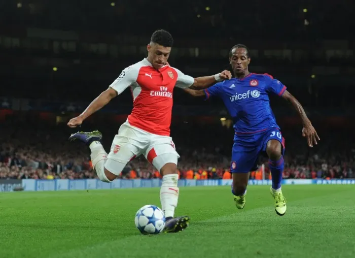Framed Print : Oxlade-Chamberlain vs. Salino: A Champions League Showdown Framed Print : Oxlade-Chamberlain vs. Salino: A Champions League Showdown