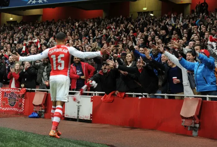 Framed Print : Oxlade-Chamberlain's Hat-Trick: Arsenal vs. RSC Anderlecht at Emirates Stadium