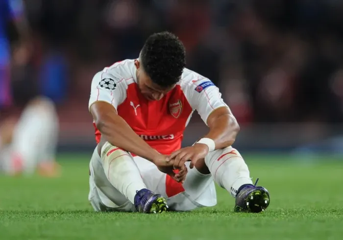 Framed Print : Oxlade-Chamberlain's Reaction: Arsenal's UEFA Champions League Victory over Olympiacos (2015 / 16)