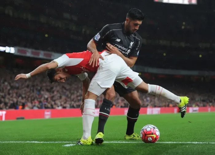 Framed Print : Ozil vs. Can: A Battle of Midfield Maestros in Arsenal vs. Liverpool's 2015 / 16 Premier League Clash Framed Print : Ozil vs. Can: A Battle of Midfield Maestros in Arsenal vs. Liverpool's 2015 / 16 Premier League Clash