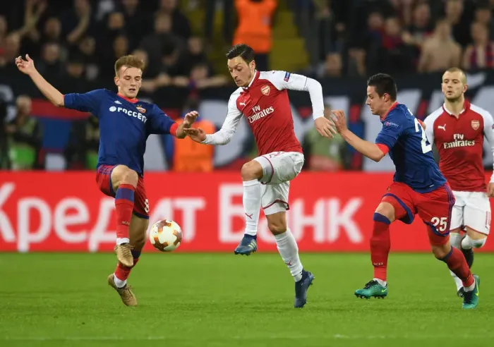 Framed Print : Ozil vs. Kuchaev: A Europa League Battle at the Heart of Midfield Framed Print : Ozil vs. Kuchaev: A Europa League Battle at the Heart of Midfield