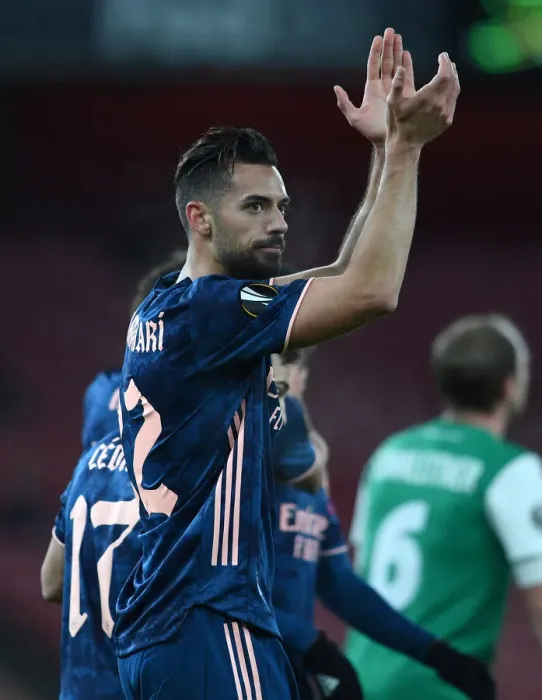 Framed Print : Pablo Mari Scores His Second Goal: Arsenal's Europa League Victory over Rapid Wien Framed Print : Pablo Mari Scores His Second Goal: Arsenal's Europa League Victory over Rapid Wien