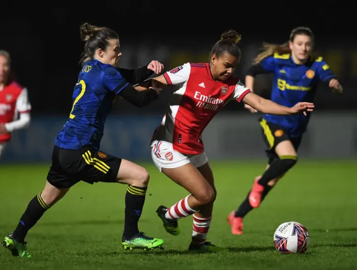 Framed Print : Parris vs Ladd: Arsenal vs Manchester United - FA Womens Continental Tyres League Cup Quarterfinal Showdown Framed Print : Parris vs Ladd: Arsenal vs Manchester United - FA Womens Continental Tyres League Cup Quarterfinal Showdown