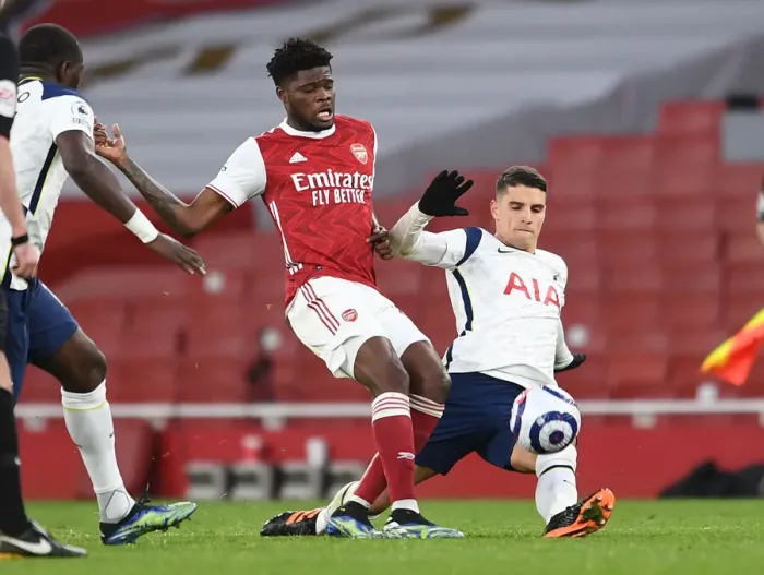 Framed Print : Partey vs. Lamela: Intense Rivalry Unfolds in the Arsenal vs. Tottenham Premier League Clash