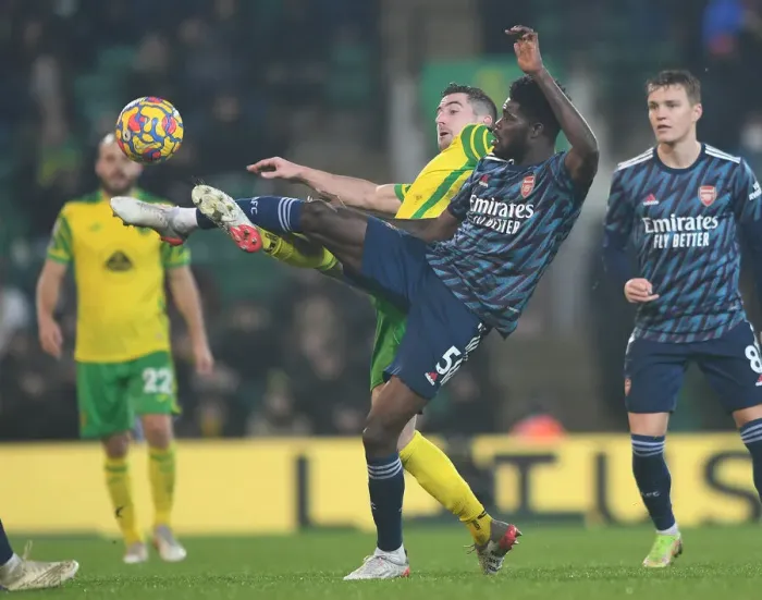 Framed Print : Partey vs McLean: Intense Battle in Norwich City vs Arsenal Premier League Clash Framed Print : Partey vs McLean: Intense Battle in Norwich City vs Arsenal Premier League Clash