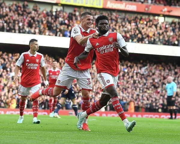 Partey and Xhaka's Jubilant Moment: Arsenal's Four-Goal Lead Against Nottingham Forest (2022-23)