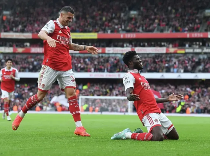 Framed Print : Partey and Xhaka's Jubilant Moment: Arsenal's Four-Goal Lead Against Nottingham Forest (2022-23) Framed Print : Partey and Xhaka's Jubilant Moment: Arsenal's Four-Goal Lead Against Nottingham Forest (2022-23)