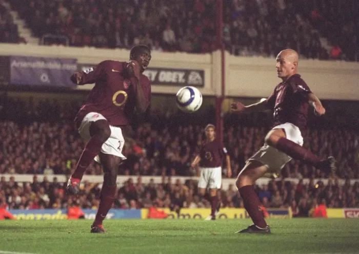 Framed Print : Pascal Cygan scores his 2nd and Arsenals 4th goal past Kolo Toure Framed Print : Pascal Cygan scores his 2nd and Arsenals 4th goal past Kolo Toure