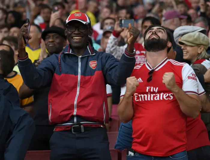 Framed Print : Passionate Arsenal Fans at Emirates Stadium: Arsenal vs. Tottenham, Premier League 2021-22 Framed Print : Passionate Arsenal Fans at Emirates Stadium: Arsenal vs. Tottenham, Premier League 2021-22