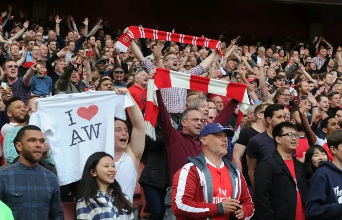Framed Print : Passionate Arsenal Fans at Emirates Stadium during Arsenal vs Aston Villa, Premier League 2015-16