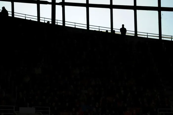 Framed Print : Passionate Arsenal Fans at Emirates Stadium: Arsenal vs Leicester City, Premier League 2015-16