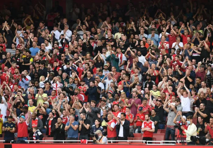 Framed Print : Passionate Arsenal vs Chelsea Clash: A Sea of Fans at Emirates Stadium, Premier League 2021-22