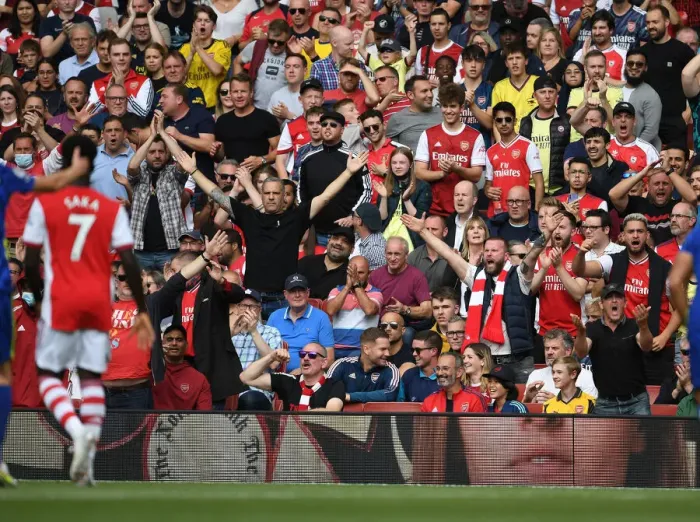 Framed Print : Passionate Arsenal vs. Chelsea Showdown: A Sea of Supporters at Emirates Stadium, Premier League 2021-22 Framed Print : Passionate Arsenal vs. Chelsea Showdown: A Sea of Supporters at Emirates Stadium, Premier League 2021-22