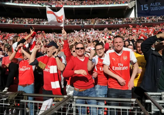 Framed Print : The Passionate Showdown: Arsenal Fans at the FA Cup Semi-Final vs Manchester City