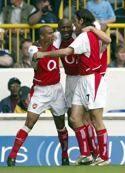 Patrick Vieira and Robert Pires: Celebrating Arsenal's First Goal at White Hart Lane, 2004