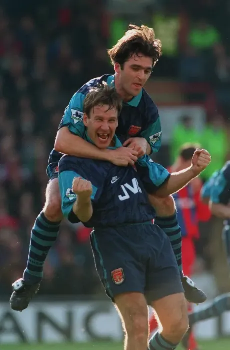 Framed Print : Paul Merson celebrates his goal for Arsenal with Eddie McGoldrick Framed Print : Paul Merson celebrates his goal for Arsenal with Eddie McGoldrick