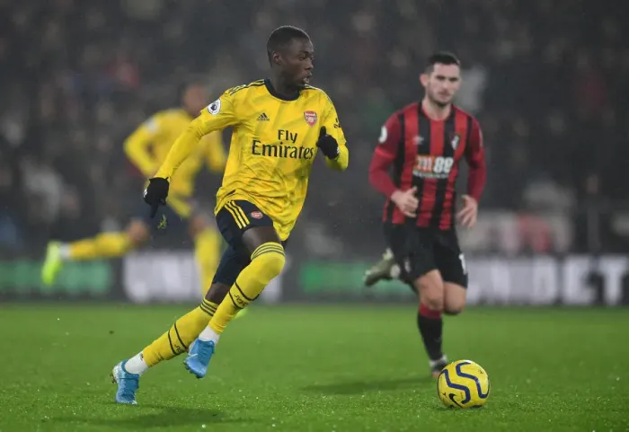 Framed Print : Pepe in Action: Arsenal's Star Winger Shines Against AFC Bournemouth in Premier League 2019-20