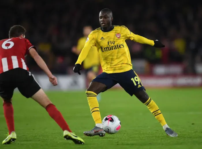 Framed Print : Pepe in Action: Arsenal's Star Winger Shines Against Sheffield United in Premier League 2019-20