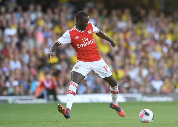 Framed Print : Pepe in Action: Arsenal's Star Winger Shines Against Watford, Premier League 2019-20