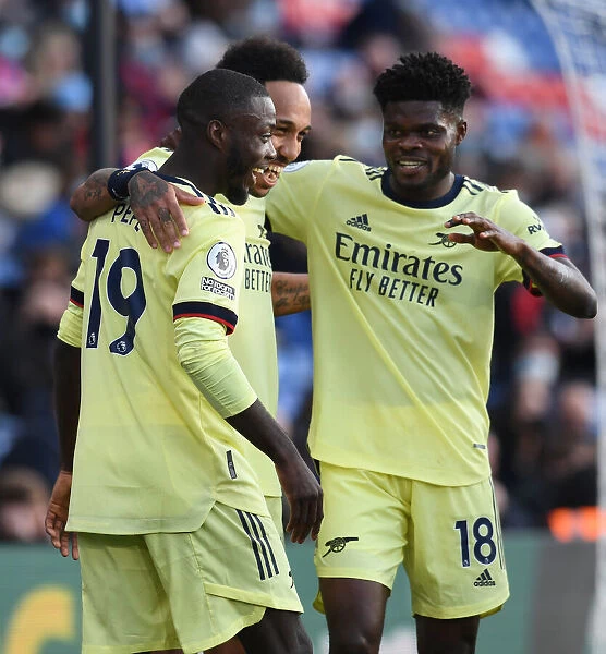 Pepe, Aubameyang, and Partey: Celebrating a Goal for Arsenal against Crystal Palace (2020-21)