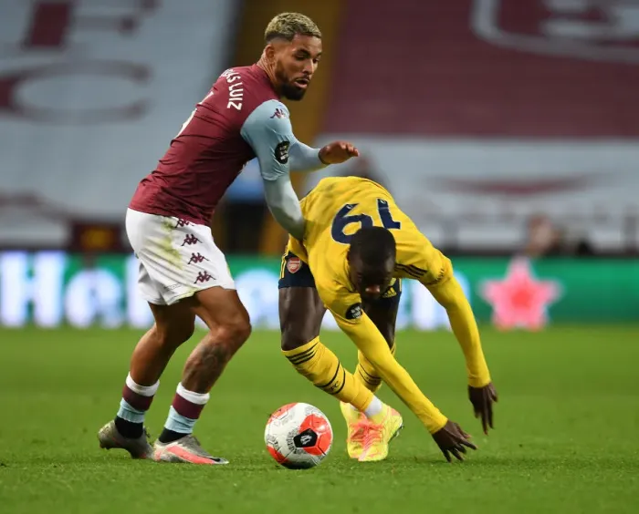 Framed Print : Pepe Foul: Nicolas Pepe vs. Douglas Luiz, Aston Villa vs. Arsenal, Premier League 2019-2020 Framed Print : Pepe Foul: Nicolas Pepe vs. Douglas Luiz, Aston Villa vs. Arsenal, Premier League 2019-2020