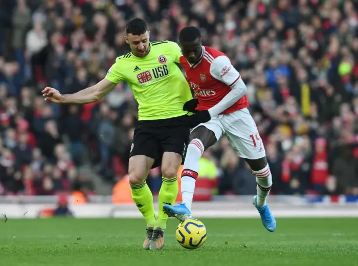 Framed Print : Pepe Outwits Stevens: Arsenal's Star Winger Dazzles in Premier League Clash Framed Print : Pepe Outwits Stevens: Arsenal's Star Winger Dazzles in Premier League Clash