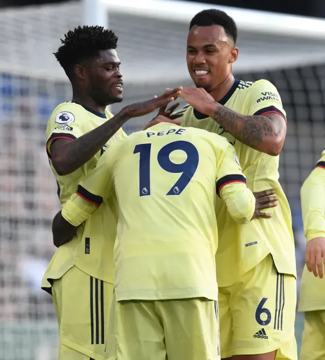 Framed Print : Pepe, Partey, Magalhaes: Arsenal's Celebration after Nicolas Pepe's Goal vs Crystal Palace (2020-21) Framed Print : Pepe, Partey, Magalhaes: Arsenal's Celebration after Nicolas Pepe's Goal vs Crystal Palace (2020-21)