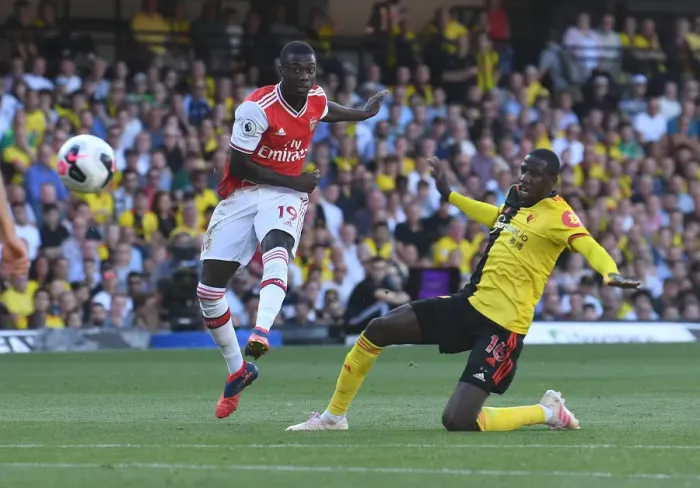 Framed Print : Pepe Under Pressure: Watford vs. Arsenal, Premier League 2019-20 Framed Print : Pepe Under Pressure: Watford vs. Arsenal, Premier League 2019-20