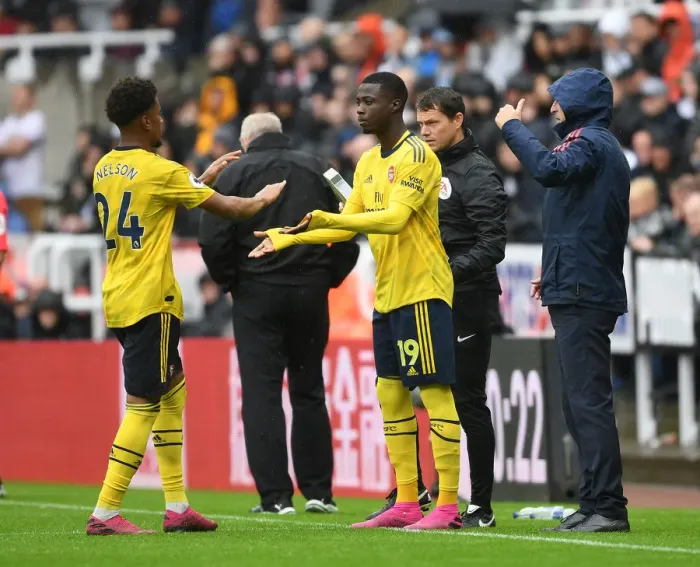 Framed Print : Pepe Replaces Nelson: Arsenal's Substitution in Newcastle United vs Arsenal (2019-20) Framed Print : Pepe Replaces Nelson: Arsenal's Substitution in Newcastle United vs Arsenal (2019-20)