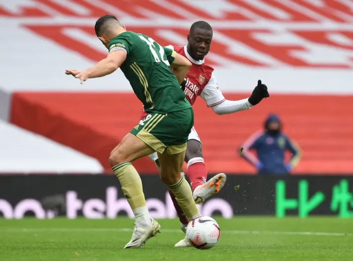 Framed Print : Pepe Scores Second Goal in Empty Emirates: Arsenal vs Sheffield United (2020-21)