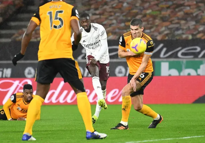 Framed Print : Pepe Scores the Winner: Arsenal Triumphs at Wolverhampton Wanderers, Premier League 2020-21