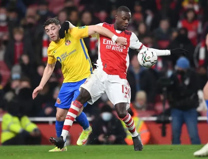 Framed Print : Pepe vs Gooch: A Carabao Cup Showdown at the Emirates Framed Print : Pepe vs Gooch: A Carabao Cup Showdown at the Emirates