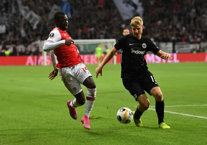 Framed Print : Pepe vs Hinteregger: A Europa League Showdown - Arsenal vs Eintracht Frankfurt (2019-20)