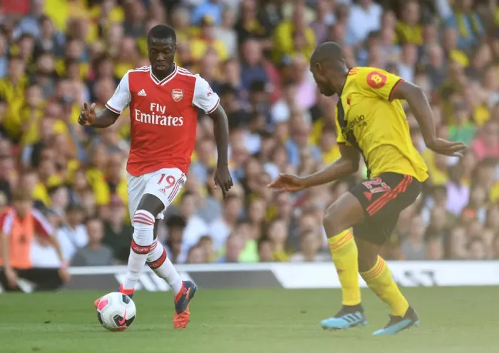 Framed Print : Pepe vs Kabasele: Battle at Vicarage Road - Watford vs Arsenal, Premier League 2019-20 Framed Print : Pepe vs Kabasele: Battle at Vicarage Road - Watford vs Arsenal, Premier League 2019-20