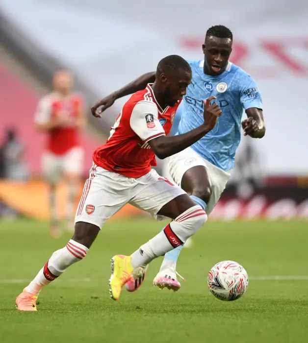 Framed Print : Pepe vs Mendy: FA Cup Semi-Final Battle at Wembley - Arsenal vs Manchester City Framed Print : Pepe vs Mendy: FA Cup Semi-Final Battle at Wembley - Arsenal vs Manchester City