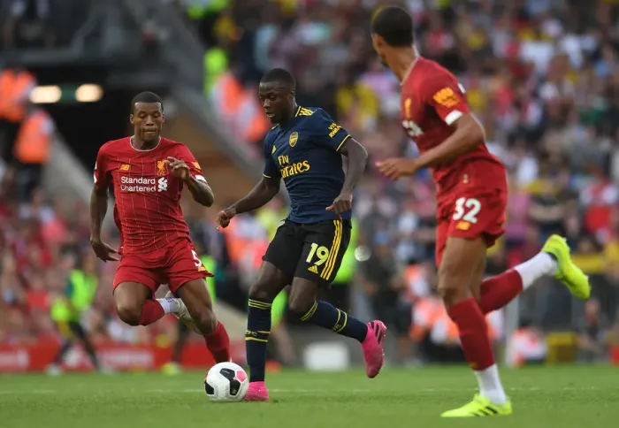 Framed Print : Pepe vs Wijnaldum: A Premier League Battle at Anfield, 2019 Framed Print : Pepe vs Wijnaldum: A Premier League Battle at Anfield, 2019