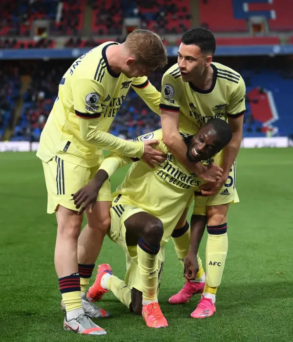 Framed Print : Pepe's Brace: Arsenal's Triumph Over Crystal Palace in Premier League Showdown (2020-21)