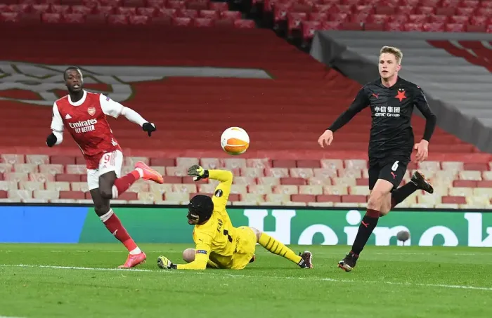 Framed Print : Pepe's Chip: Arsenal's Europa League Goal in Empty Emirates Stadium (2020-21) Framed Print : Pepe's Chip: Arsenal's Europa League Goal in Empty Emirates Stadium (2020-21)