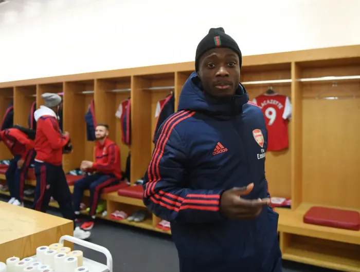 Framed Print : Pepe's Focus and Determination: Arsenal Changing Room Moment before Arsenal vs Southampton