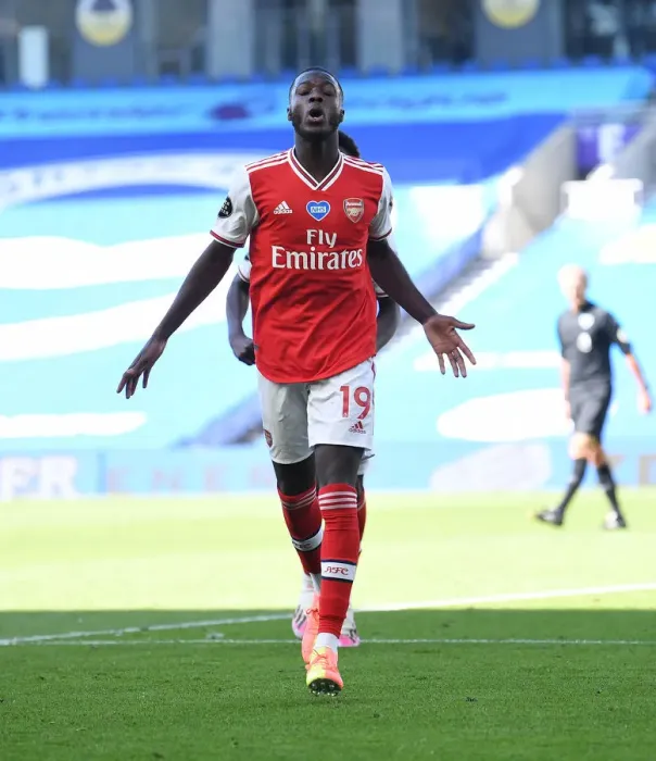 Framed Print : Pepe's Goal: Arsenal Triumphs Over Brighton in Premier League Clash (2020)