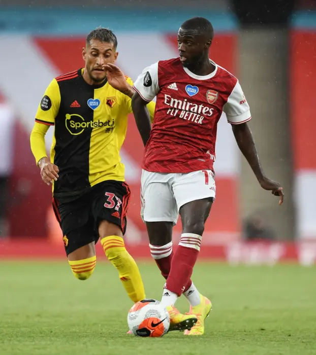 Framed Print : Pepe's Magic: Arsenal's Winger Outwits Pereyra in Premier League Clash