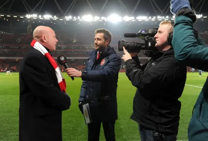 Framed Print : Perry Groves Interviewed Before Arsenal vs. West Ham United, Premier League 2012-13 Framed Print : Perry Groves Interviewed Before Arsenal vs. West Ham United, Premier League 2012-13
