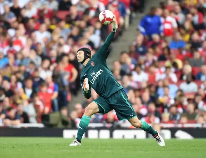 Framed Print : Petr Cech in Action: Arsenal vs Sevilla FC - Emirates Cup 2017-18