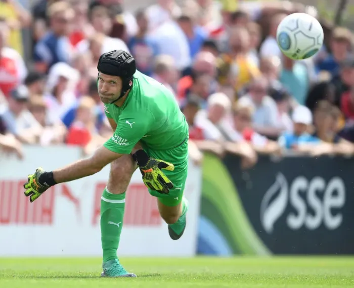Framed Print : Petr Cech in Action: Arsenal's Pre-Season Clash at Borehamwood (2018)